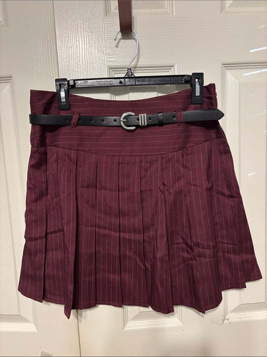 Retro Stage Dresses & Skirts - Retro Stage Pinstripe Belted Pleated Skirt